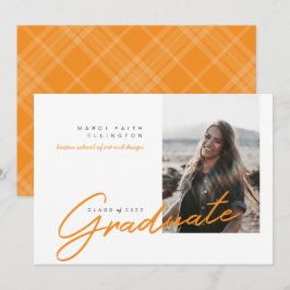 Modernes Foto Orange Graduate Ankündigung