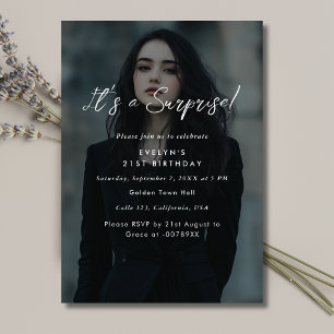 Modernes Foto Overlay Geburtstagsüberraschung Part Einladung
