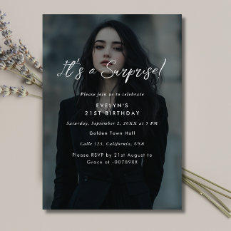 Modernes Foto Overlay Geburtstagsüberraschung Part Einladung