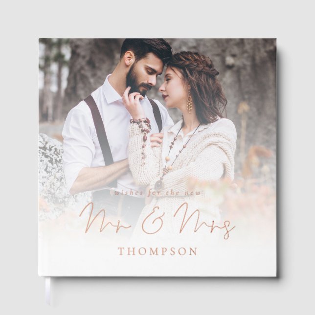 Modernes Foto Overlay Hochzeitgästebuch Gästebuch (Vorderseite)