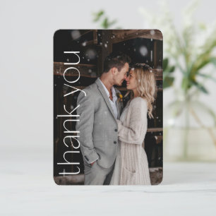Modernes Foto Overlay-Hochzeitungs-Message-Portrai Dankeskarte