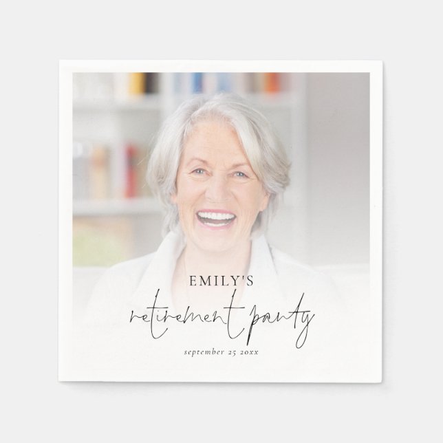 Modernes Foto Overlay Retirement Partys Napkins Serviette (Vorderseite)