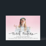 Modernes Foto-Overlay-Skript 16 . Geburtstag Einladung<br><div class="desc">Modernes Foto Overlay Script 16 . Geburtstag. Minimalistischer Stil für Ihre 16. Geburtstagsfeier. Ersetzen Sie einfach das Foto des Beispiels mit einem eigenen auf der Vorderseite, der hinter einer Farbdecke liegt, sodass der Text unten gut abgebildet ist. Sie können Textfarben ändern, wenn Sie Ihr Foto besser über die Option Weitere...</div>
