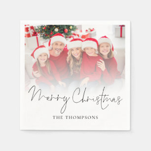 Modernes Foto-Overlay-Skript Frohe Weihnachten Serviette