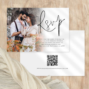 Modernes Foto-Overlay-Skript QR-Code-Hochfahren RSVP Karte