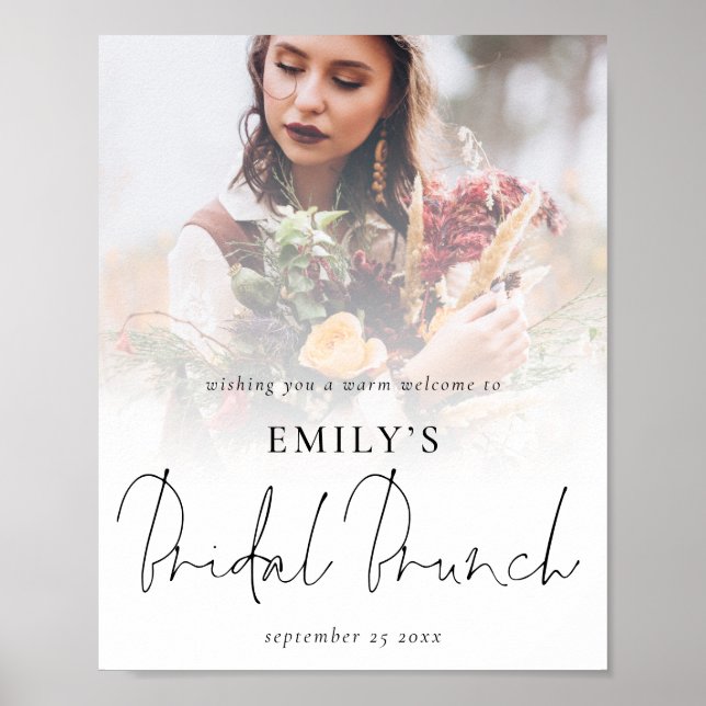 Modernes Foto Overlay Willkommen Bridal Brunch Poster (Vorne)