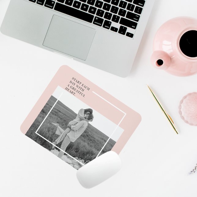 Modernes Foto Pastel Pink Familie Liebliches Gesch Mousepad (Von Creator hochgeladen)