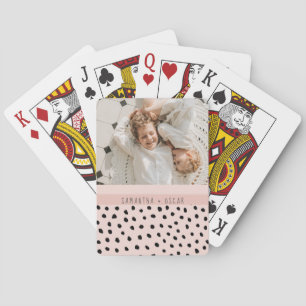 Modernes Foto Pastell Rosa Personalisierter Name G Spielkarten