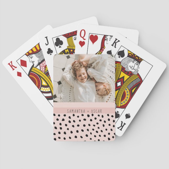 Modernes Foto Pastell Rosa Personalisierter Name G Spielkarten (Rückseite)