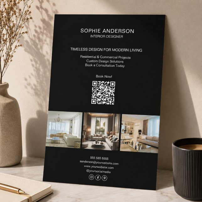 Modernes Foto QR Black Beruflich Business Flyer (Modern Custom Photo QR Black Professional Business Flyer)