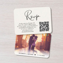 Modernes Foto QR Code Cream Wedding RSVP