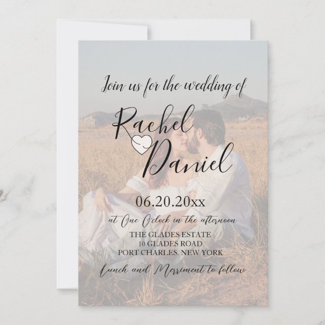 Modernes Foto QR Code Hochzeit Einladung (Vorderseite)