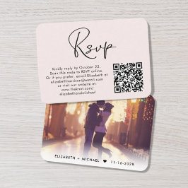Modernes Foto QR Code Hochzeit RSVP Pink Begleitkarte