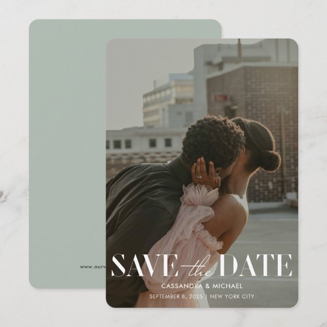 Modernes Foto QR Code Hochzeitdatum für Hochzeiten Einladung (Vorne/Hinten)