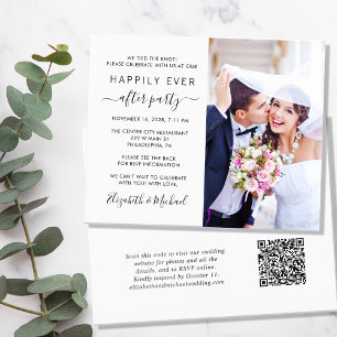 Modernes Foto QR Code Hochzeitsempfang Einladung