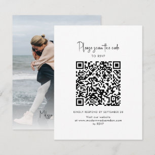 Modernes Foto QR Code Skript Hochzeit RSVP Karte
