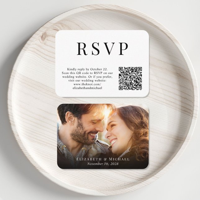 Modernes Foto QR Code Wedding RSVP Begleitkarte (Von Creator hochgeladen)