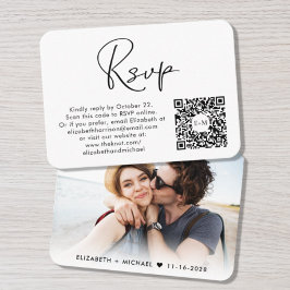 Modernes Foto QR Code Wedding RSVP Begleitkarte