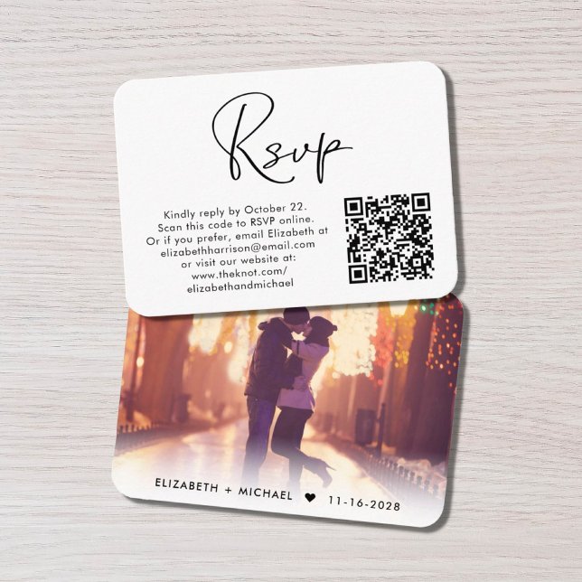 Modernes Foto QR Code Wedding RSVP Begleitkarte (Von Creator hochgeladen)