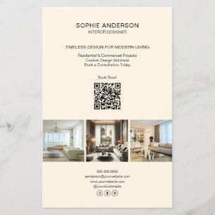 Modernes Foto QR Creme Beruflich Business Flyer