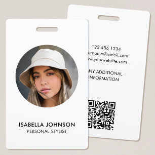 Modernes Foto QR Weiß Schwarz-ID-Sicherheit Ausweis