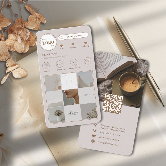 Modernes Foto-Raster mit beidseitigem Instagram Visitenkarte (Von Creator hochgeladen)
