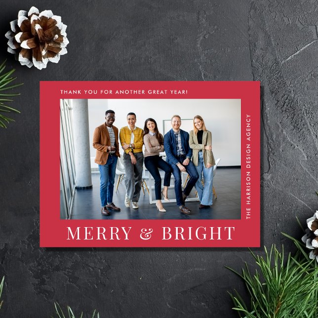 Modernes Foto Red Corporate Business Weihnachten (Spread the joy of the season and strengthen business relationships with our photo holiday postcard)
