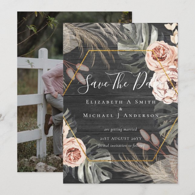 Modernes Foto Rett Dates PAMPAS Coral Tropical (Vorne/Hinten)