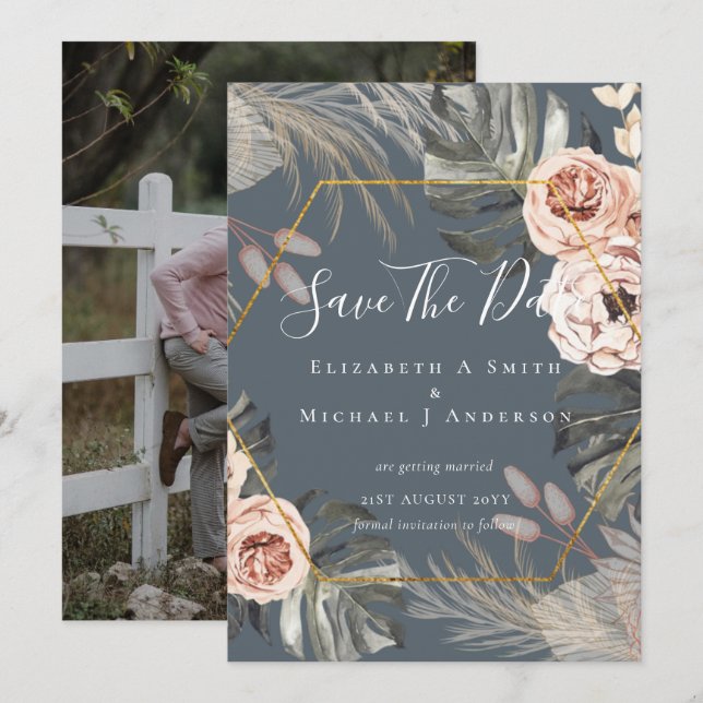 Modernes Foto Rett Dates PAMPAS Coral Tropical (Vorne/Hinten)