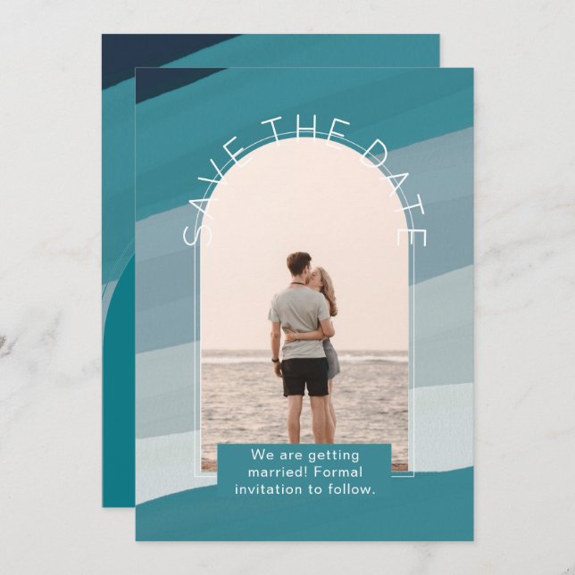 Modernes Foto rettet die Termine für Hochzeiten Einladung (Vorne/Hinten)