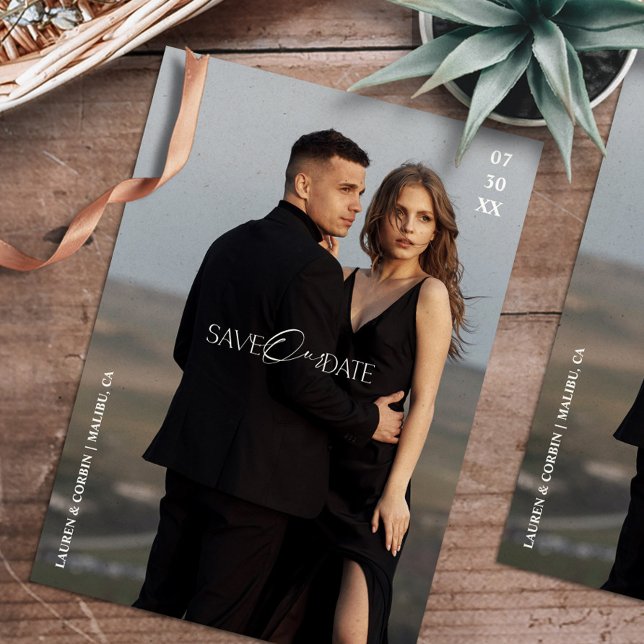 Modernes Foto Rettete unser Datum Einladung (Von Creator hochgeladen)