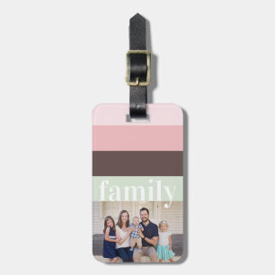 Modernes Foto rosa, grün, braun gestreift Gepäckanhänger