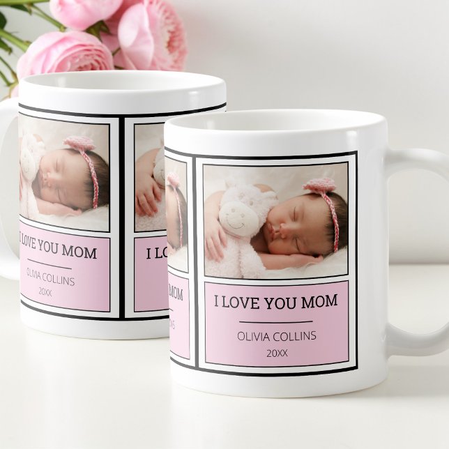 Modernes Foto Rosa Personalisierte Kindermütter Ta Kaffeetasse (Modern Photo Pink Personalized Baby Mothers Day Coffee Mug)