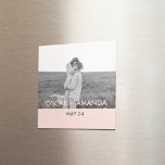 Modernes Foto Rosa und Grau Persönlicher Name Magnet<br><div class="desc">Modernes Foto Rosa und Grau Persönlicher Name</div>