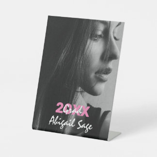 Modernes Foto Rosa und Weiß Abschluss Sockelschild