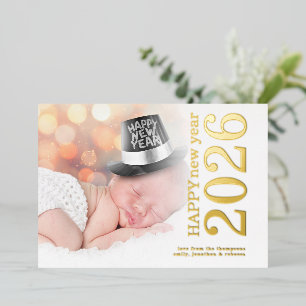 Modernes Foto Rotated Text Happy New Year 2026 Folien Feiertagskarte