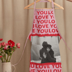 Modernes Foto   Rote und rosa Liebe Ihr Valentines Schürze