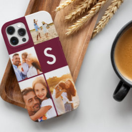 Modernes Foto sammelt Bordeaux-Initialmonogramm Case-Mate iPhone 14 Hülle