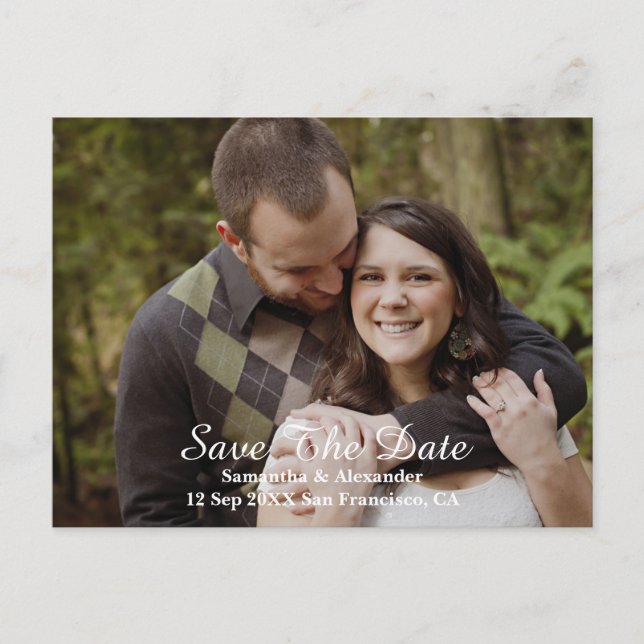 Modernes Foto Save the Date Ankündigungspostkarte (Vorderseite)