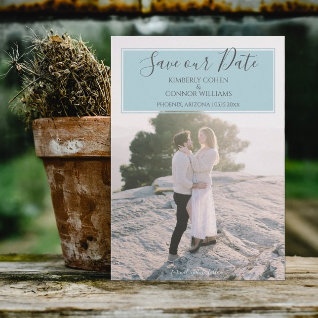 Modernes Foto Save the Date | Aqua (Von Creator hochgeladen)
