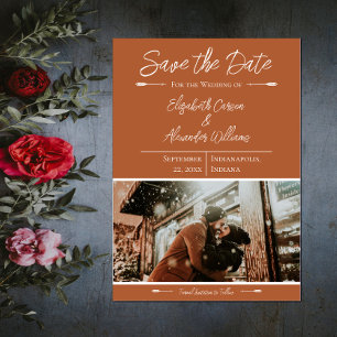 Modernes Foto Save the Date Burnt Orange