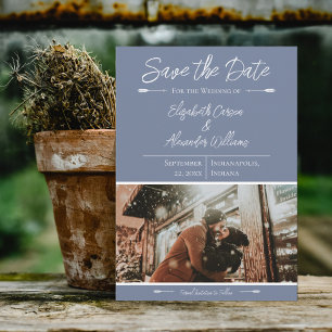 Modernes Foto Save the Date Dusty Blue