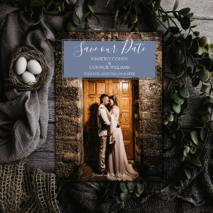 Modernes Foto Save the Date Dusty Blue