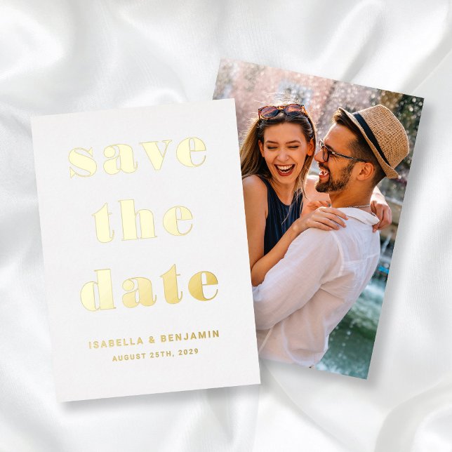 Modernes Foto Save the Date Gold Foil Card Folieneinladung (Modern Photo Save The Date Gold Foil Card)
