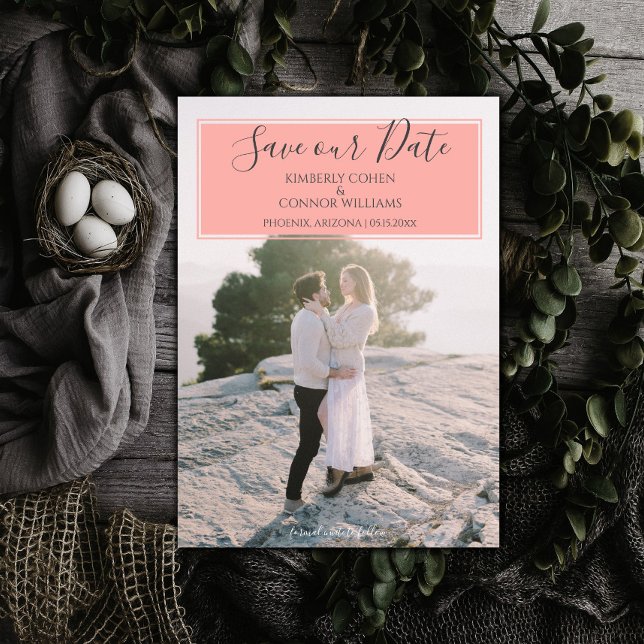Modernes Foto Save the Date | Korallen (Coral Modern Photo Save the Date)