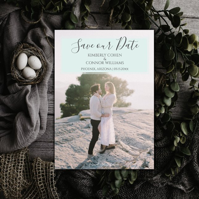 Modernes Foto Save the Date | Minzgrün (Mint Green Modern Photo Save the Date)