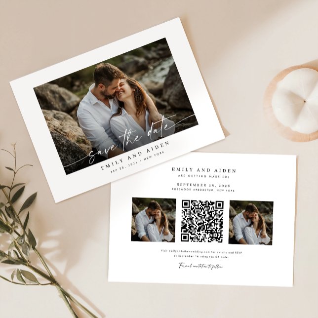 Modernes Foto Save the Date mit QR-Code (Von Creator hochgeladen)