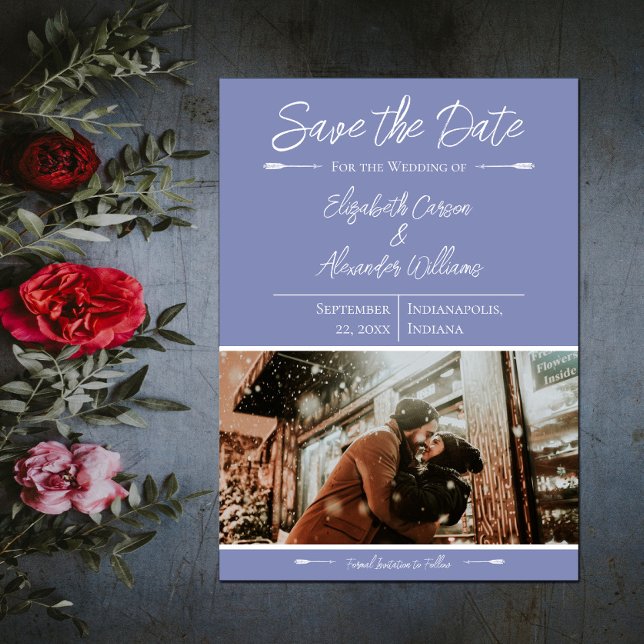 Modernes Foto Save the Date | Periwinkle (Modern Photo Save the Date - Periwinkle)