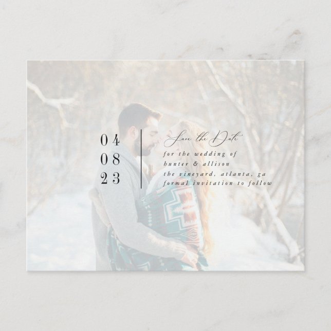 Modernes Foto Save the Date Postkarte (Vorderseite)