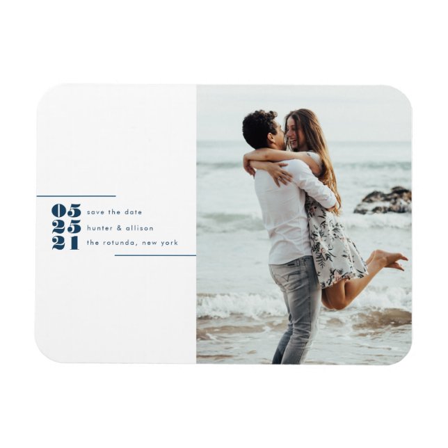 Modernes Foto Save the Date Postkarte Magnet (Horizontal)
